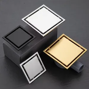 Modern Design 4 Inch Wholesale Invisible Square Stainless Steel Shower Floor Drain SUS 304 Tile Insert for Bathroom Waste thumbnail-1