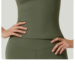 Wholesale Yoga Short Sleeved Round Neck Slim Fit Quick Drying Breathable Yoga Suit Top, Shaping Elastic Sports Top thumbnail-5
