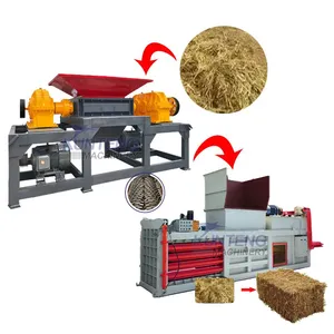 Heavy Duty Industrial Waste Shredder and Baler Forage Grass Cardboard Shredder Baling Machine thumbnail-1