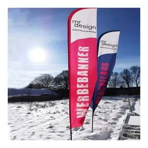 Custom Logo Outdoor Advertising Beach Flags Feather Teardrop Banners Polyester Material for Events thumbnail-1