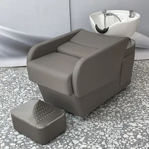 Semi-Reclining Shampoo Chair for Hair Salon Japanese Design Ceramic Basin 200kg Weight Capacity thumbnail-1