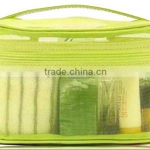 Transparent Clear PU or PVC Leather Tote Cosmetic Bag With Ziplock for Women thumbnail-1
