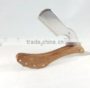 Wooden Straight Razor Barber Cutthroat Shaver Changeable Blades thumbnail-1