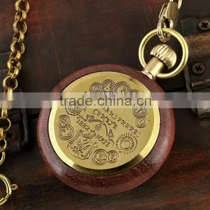 WP122 Golden Color Pocket Watch Antique Style Vintage Mechanical Movement Watches thumbnail-3