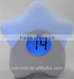 EN71-1-2-3 Approval Star Shape Room Thermometer Temperature Displayer LED Color Changing Night Light Lamp for Babies Kids thumbnail-1