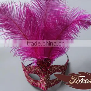 Masquerade Mask Ostrich Feather For Party Decoration thumbnail-1