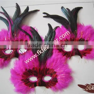 Bachelorette Party Supplies Rose Red Turkey Feather Mardi Gras Mask thumbnail-4