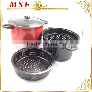 6L Carbon Steel Pasta Pot With Strainer thumbnail-1