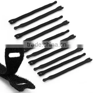 Black Reusable Back to Back Hook and Loop Wire Cable Tie thumbnail-1