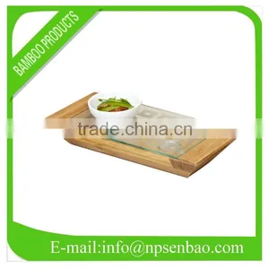 Square Bamboo Food Tray With Glasses thumbnail-1