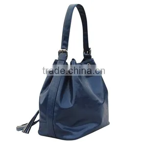 Leather Drawstring Bag for Ladies, Called Fringed Bag and Bucket Handbag thumbnail-1