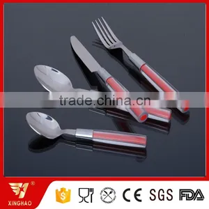 Stainless Steel Dinnerware Set With Reusable Red Plastic Handle thumbnail-1
