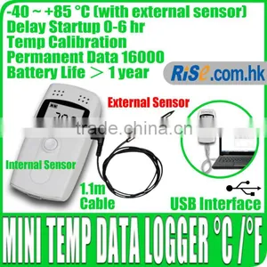 USB Internal External Sensor Temperature Data Logger Datalogger Temp Recorder thumbnail-1