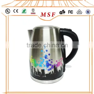 1.7L Unique Painting Flower Stainless Steel Cordless Electric Kettle thumbnail-1