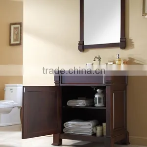 2016 Customized Double Basin Solid Wood Bathroom Cabinet Floor Stand thumbnail-6