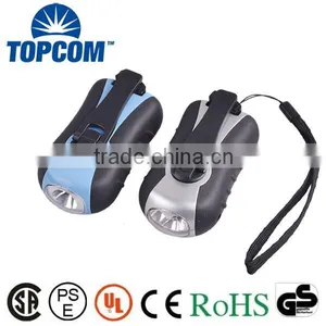 PVC Plastic Hand Cranking LED Manual Rechargeable Torch thumbnail-1