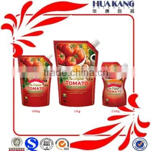 Doypack Plastic Food Grade Reusable Food Spout Pouch, Tomato Ketchup Bag With Spout thumbnail-1