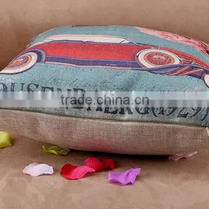 2015 Digital Printing Cartoon Car Series Cushion Cover Cotton and Linen Hold Pillow thumbnail-6