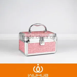 Aluminum Cosmetic Case Makeup Organizer SMALL 2-Tier Flower Lock Box thumbnail-1