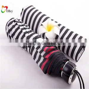 3 Folding Windproof Striped Rain Umbrella thumbnail-1