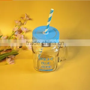 Clear Square Cup With Glass Handle & Cap Sipper for Wholesale thumbnail-3