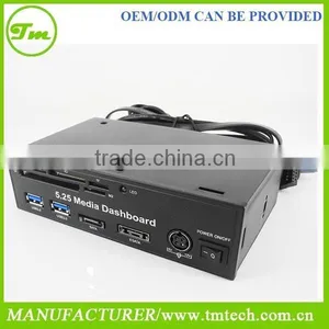 Black 5.25" Media Dashboard Front Panel PCI-E to USB 3.0 ESATA SATA Card Reader thumbnail-1