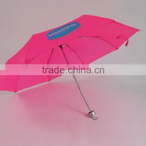 Brilliant Pink Color Umbrella 3 Folding Umbrella Printing Logo thumbnail-1