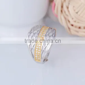 925 Sterling Silver Net Pattern Ring With Gold Plated thumbnail-3
