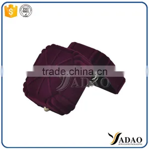 Unique High Quality Purple Custom Velvet Jewelry Boxes Ring Packaging thumbnail-5