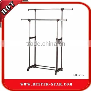 Vertical Clothes Hanger Rack, Roman Clothes Rack, Stainless Steel Double-Pole Clothes Rack Stand thumbnail-1