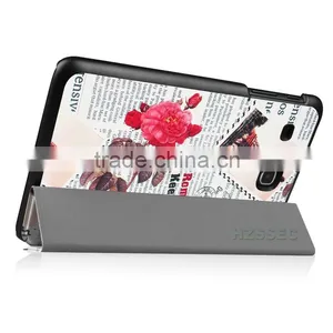 Three Folding Leather Case Paint Old Newspapaer Pattern Stand Tablet Case for Samsung Galaxy Tab E8.0 Protective Slim Hard Case thumbnail-6