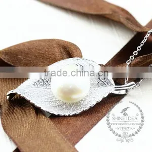 925 Sterling Silver Spring Leaf Pearl Creative Pendant Necklace Fashion Women Necklace Jewelry 6360457 thumbnail-3