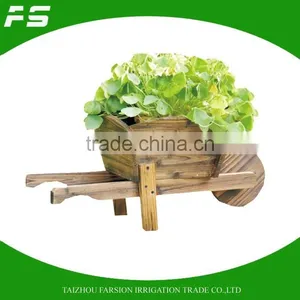 Outdoor Patio Garden Wooden Wheelled Garden Grow Flowers Planter Pot thumbnail-1