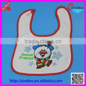 Cotton Printed Christmas Bib With Pattern of Snow Men thumbnail-1