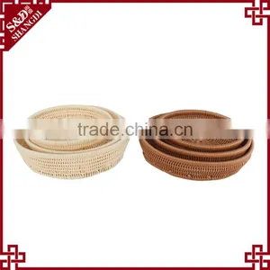 New Design Fancy Plastic pe Rattan Handcraft Woven Stackable Baskets thumbnail-2