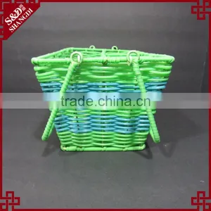 New Kitchen Storage Tool Green & Blue Plastic Wicker Woven Utensil Holder thumbnail-3