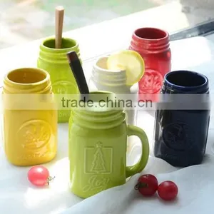 11oz Ceramic Mason Jar Ceramic Jar ,ceramic Jar With Handle thumbnail-2