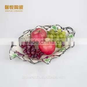 Wholesale Leaf Shape Ceramic Plate,leaf Shape Plate Golden Ceramic Snack Plate thumbnail-1