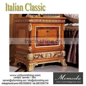 YB62 Luxury Antique Solid Wood Italian Style Night Stand Bed Side Table for Bedroom Furniture thumbnail-1