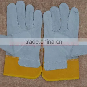 Color Safety Gloves,Cow Split Leather Work Glove,Leather Cotton Welding Gloves thumbnail-6