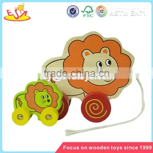 Wholesale Beautiful Pull Wooden Train Toy New Product Baby Pull Wooden Animals Train Toy W05B055 thumbnail-3