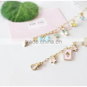 Enamel Star Bowknot Rabbit Pumpkin Carriage the Playing Cards Charms Bracelet Gold Chain Bracelet With Assorted Charms thumbnail-3