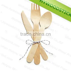 Striped Wooden Utensils Wooden Cutlery Disposable Tableware Set thumbnail-2