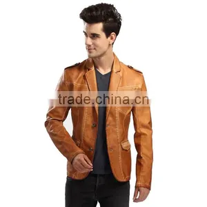 2017 Stylis Slim Fit Men PU Leather Jacket thumbnail-2