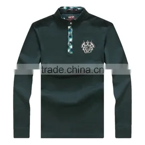 Men's Pique Knit Long Sleeve t Shirt 100%cotton thumbnail-1