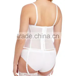 2015 White Lace Cheap Mature Women Sexy Plus Size Lingerie Corset thumbnail-3