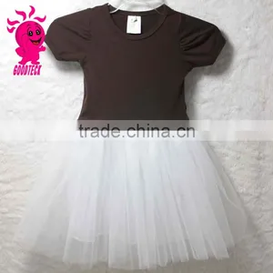New Baby Girl's Summer Short Sleeve O-Neck Splicing Dress Fashion Tutu Dress Plain Cotton Dresses thumbnail-2