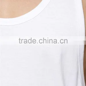 Mens Summer Plain White Longline Stringer Vest Wholesale thumbnail-3