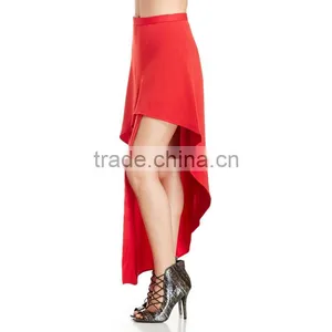 MGOO New Arrival Manufacturer Skirt Women Red Plain Maxi Ruffles Two Layers Runway Fashion Skirt 15146A143 thumbnail-6