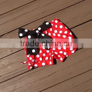 Wholesale Baby Icing Shorts Red White Polka Dots Pants Baby Leggings With Bow thumbnail-2